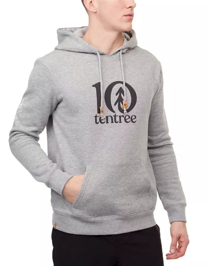 TenTree Logo Classic férfi kapucnis pulcsi biopamut előröl közeli