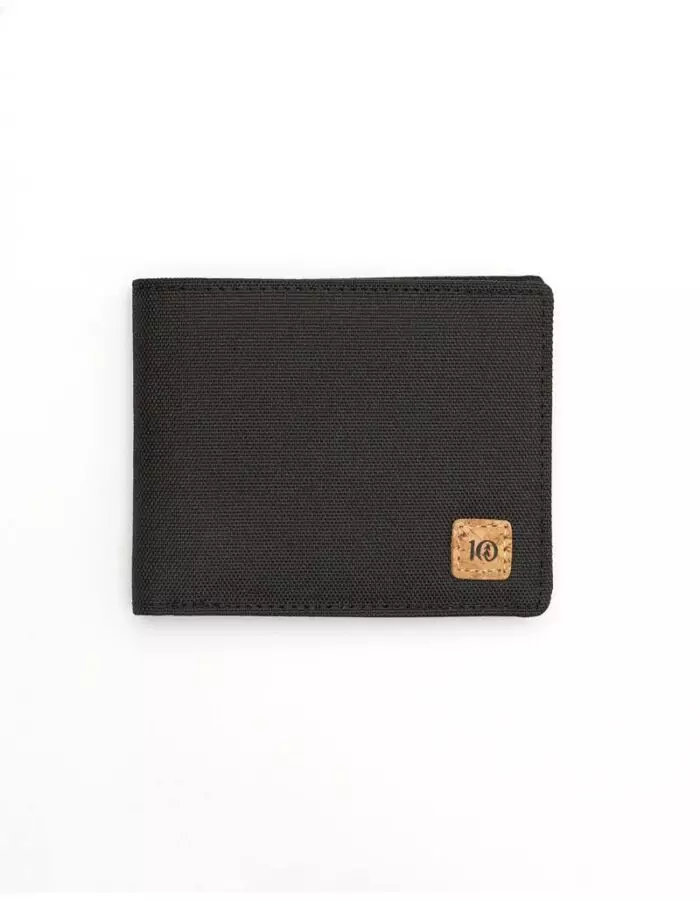 Tentree újrahasznosított pénztárca fekete sima előröl