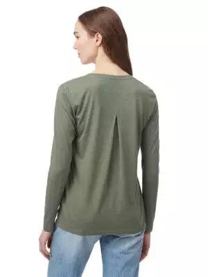 TenTree TreeBlend V-nyakú hosszú ujjú női póló zöld - hátulról