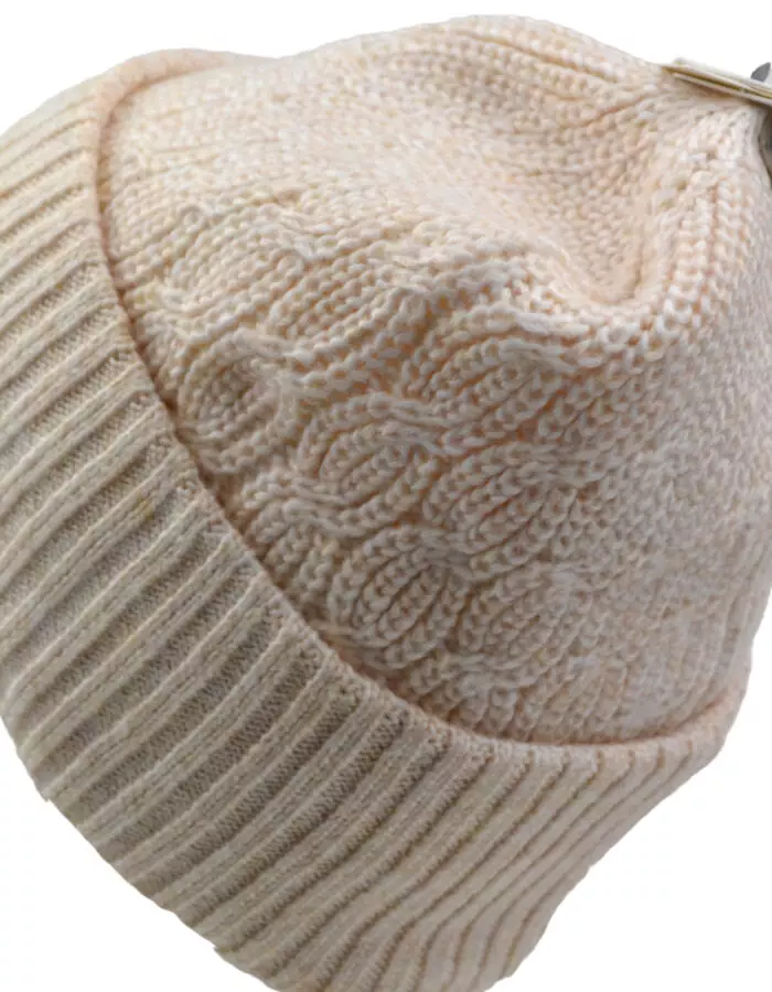 Laticia Női Sapka krém színű oldalról - különleges kötésminta
